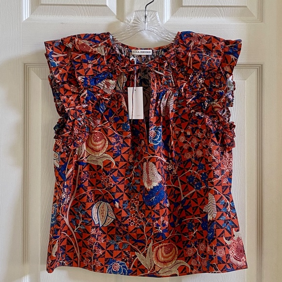 Ulla Johnson Liv Hibiscus Floral Print Top Blouse NWT US4 - Picture 9 of 10